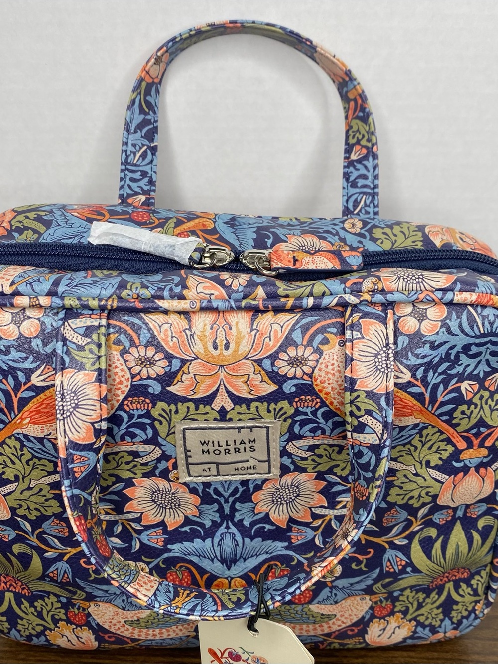 William Morris Navy Strawberry Thief Cosmetic Travel Case - Picture 2 of 10